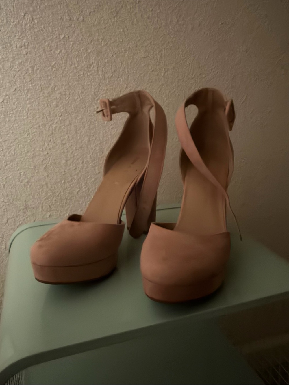 Sun + Stone Blush Pink Platform Ankle-Strap Heels